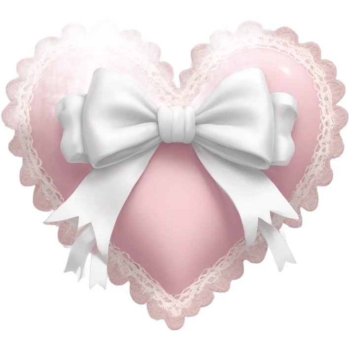 rococo Pastel pink heart with white bow with lace and frills  emoji