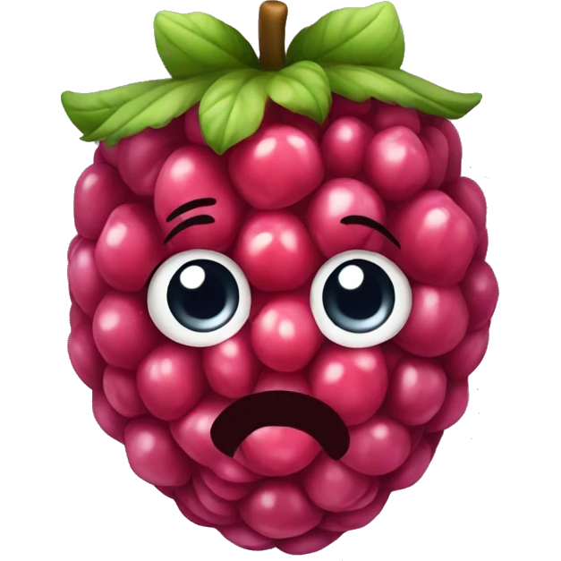 raspberry fruit with cute face emoji