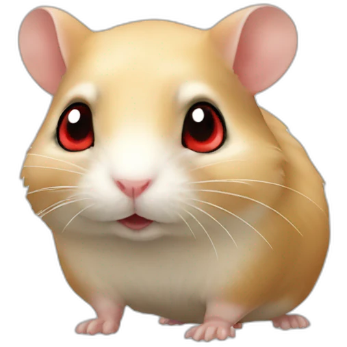 Beige hamster with red eyes. Full body emoji