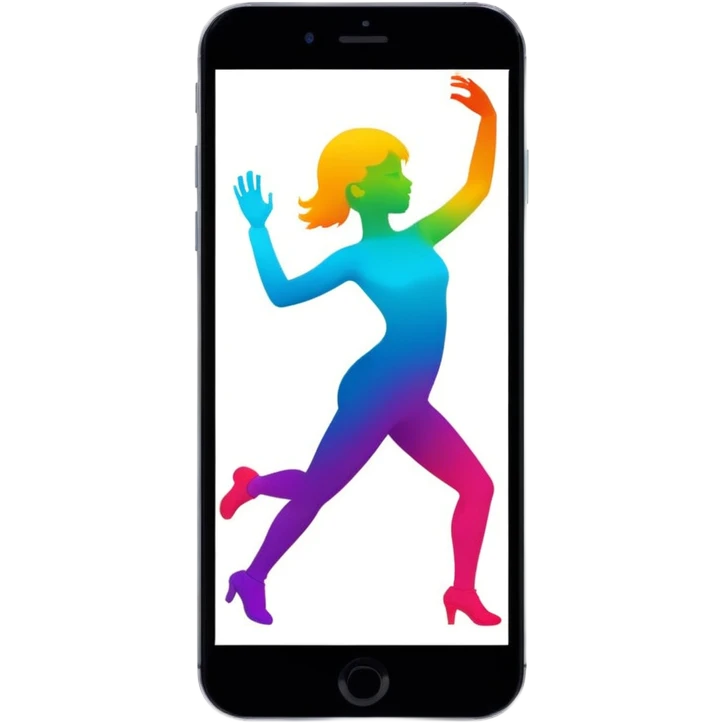 smartphone with a dancing silhouette inside emoji