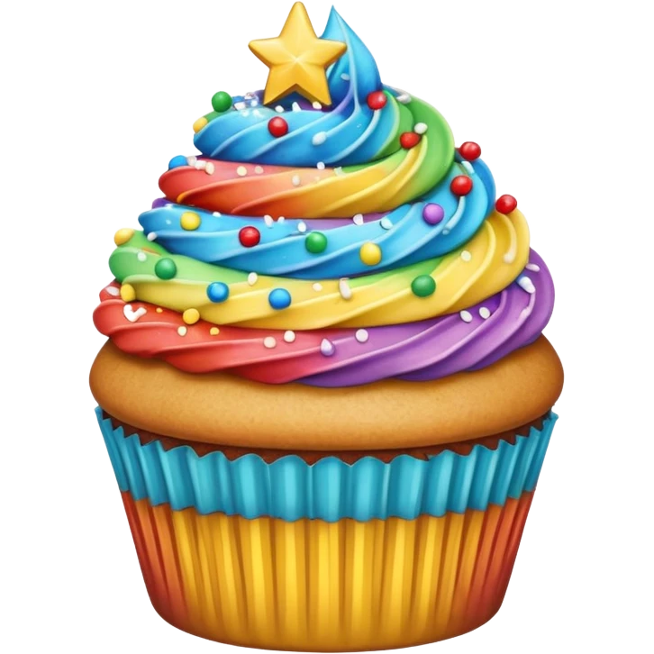 Rainbow starry cupcake emoji