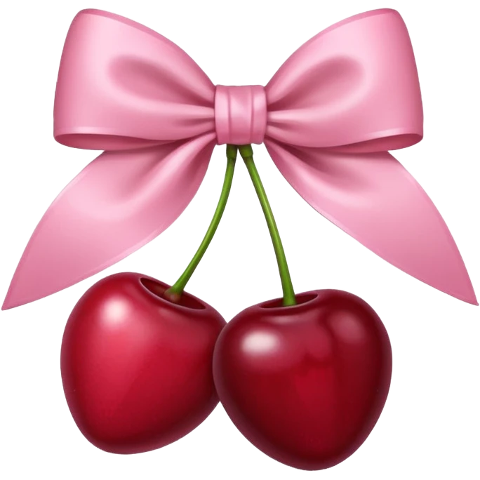 cherries with light pink bow emoji