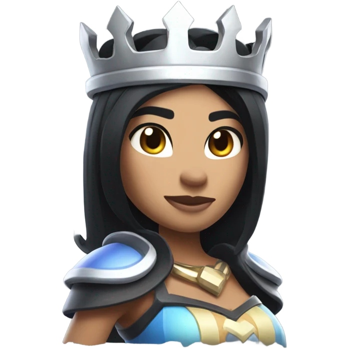 Clash royale the tower princess , white skin , black hair, and black crown on head  emoji