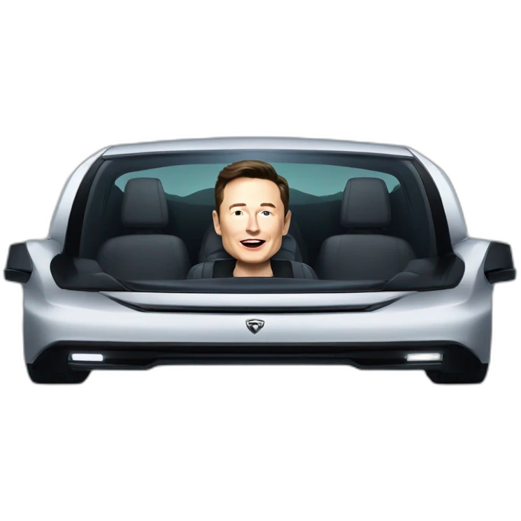 Elon musk riding in a Tesla cyber truck  emoji