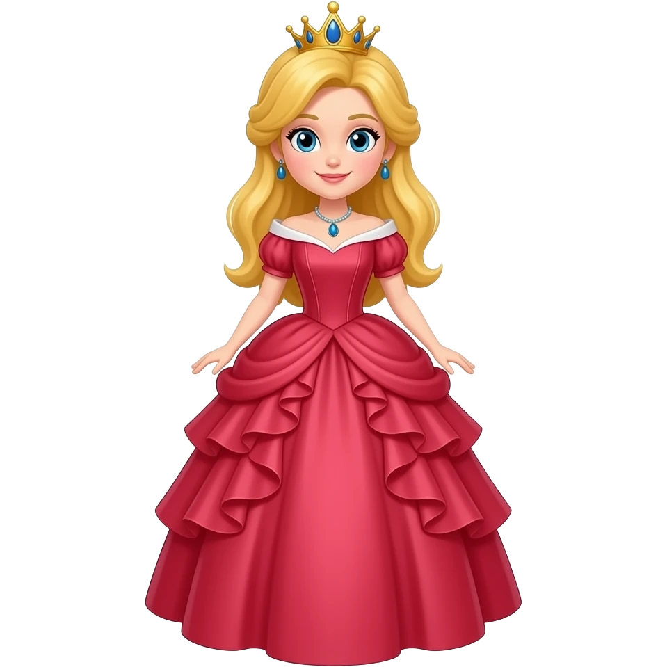 Kırmızı Ve Kabarık elbiseli taçlı  havalı prenses tüm vücut emoji