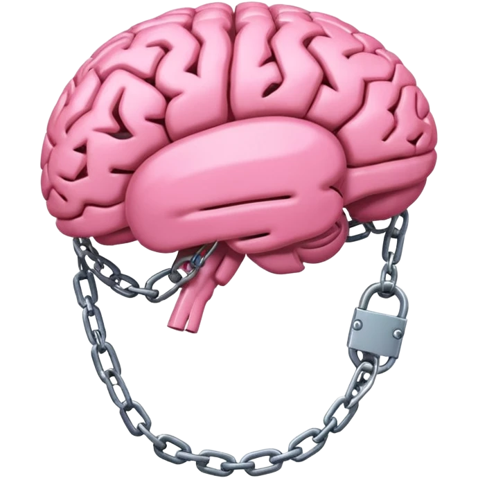 pink brain, chained up with one chain, side view emoji
