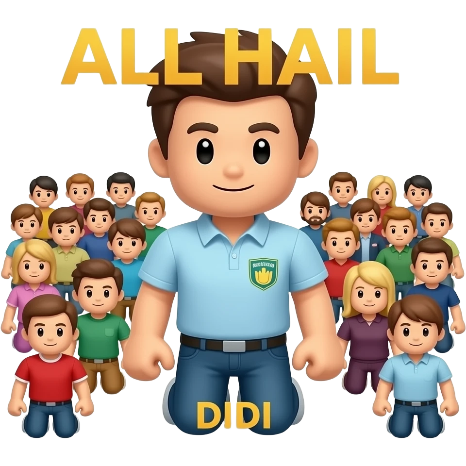 CROWD OF Roblox BOWING ON THIER KNEES with the text ALL HAIL DiDI logo emoji