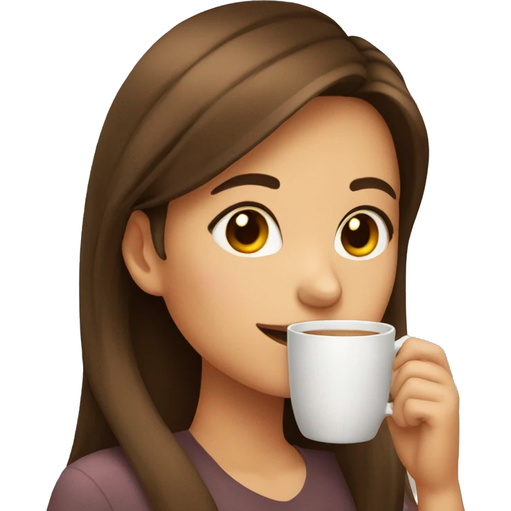 Girl sipping tea tan and brown hair  emoji