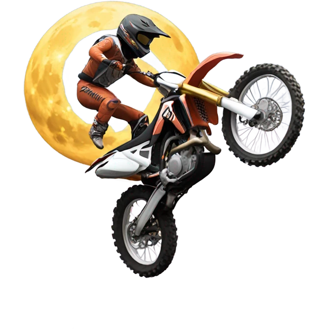 Motocross rider jumping over the moon emoji