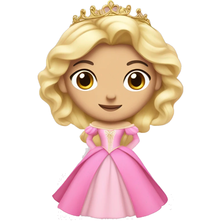 Princess Aurora with black hair with gold tiara pink dress   emoji
