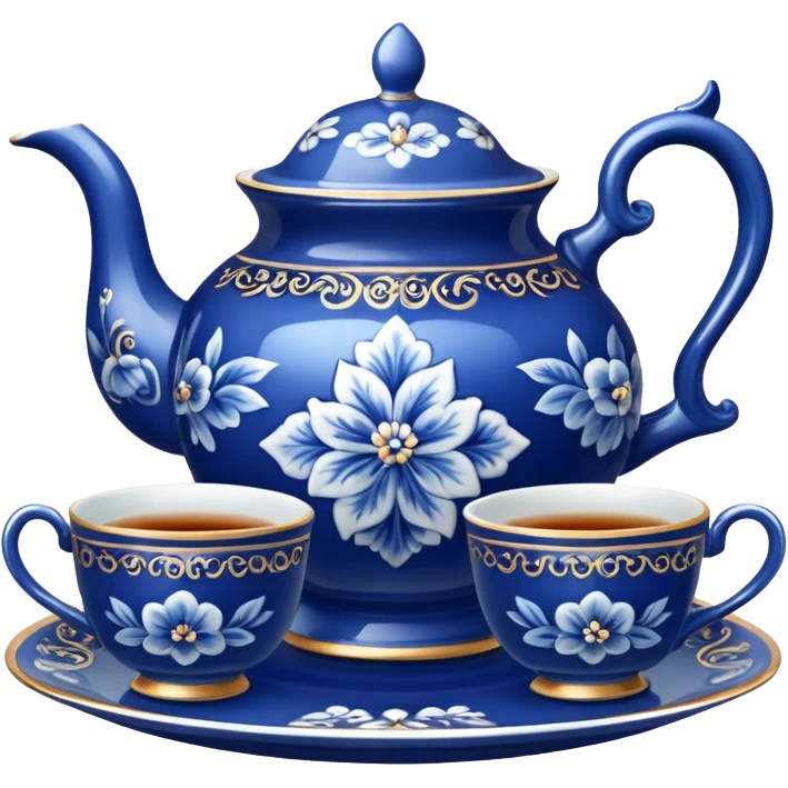 blue porcelain tea set  emoji