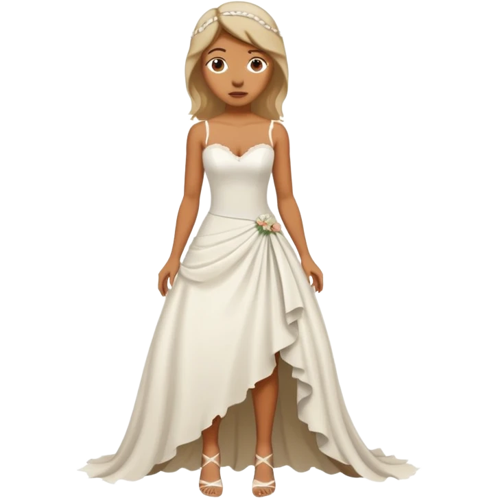 woman ripped wedding dress standing on foot emoji