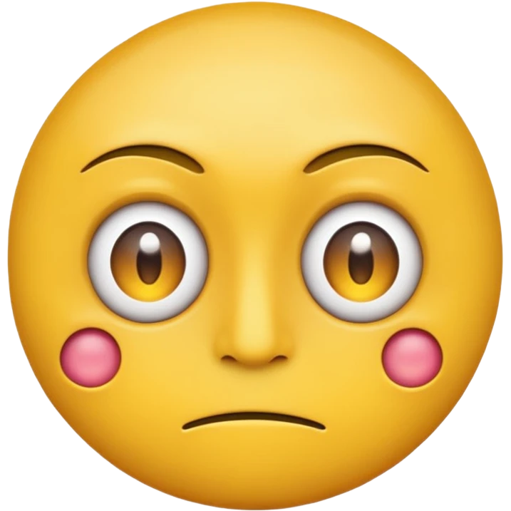 one eye looking left, the other eye looking right, emoji style, yellow face emoji