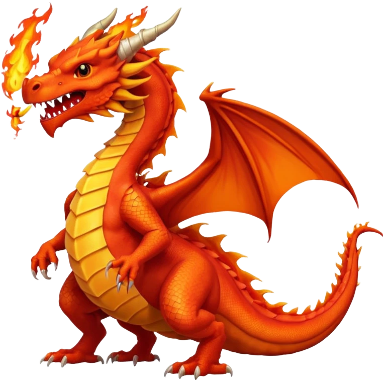 Red dragon with fire full emoji