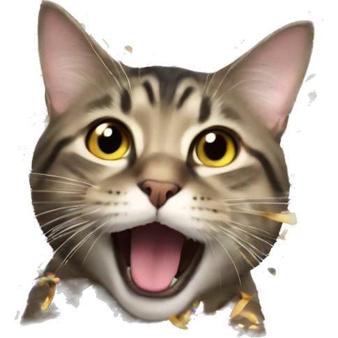 a cat exploding into confetti emoji
