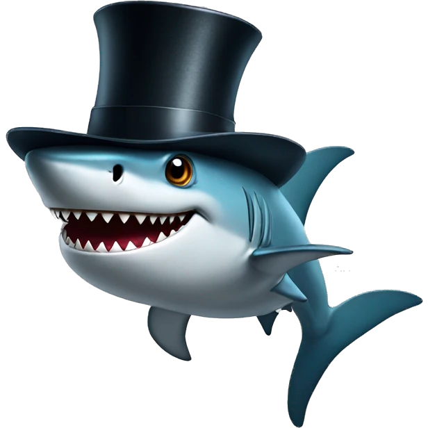 Shark with tophat emoji