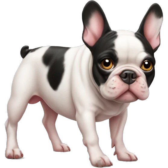 A French bulldog with a pig's heel emoji