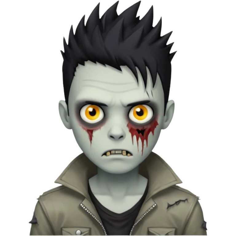 zombie boy with spikey hair black color and make him handsome zombie emoji