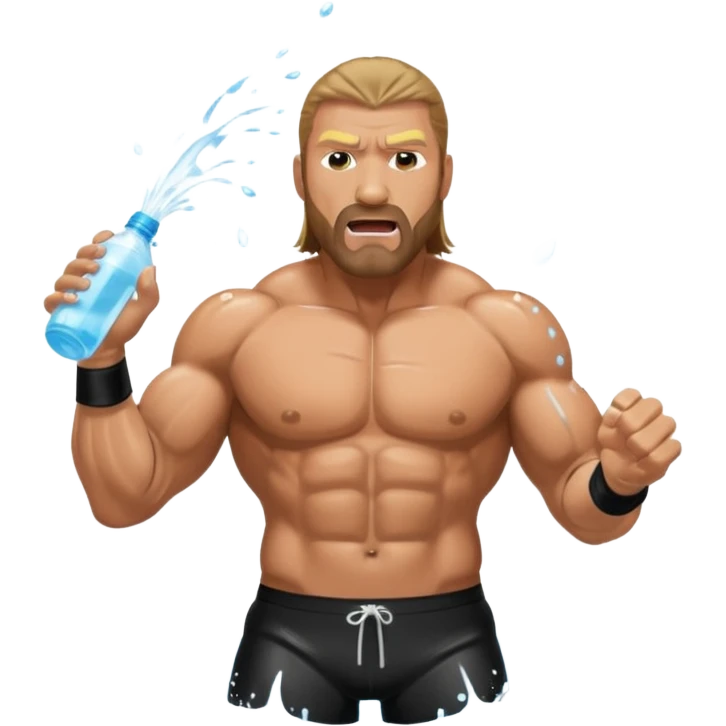 Triple H doing a water spit entrance emoji
