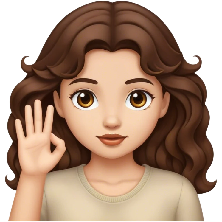 girl with the brunette hair and ondas makes a like  emoji
