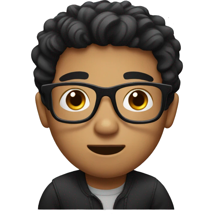 make a boy with black glasses and black hair, with a confused face  emoji