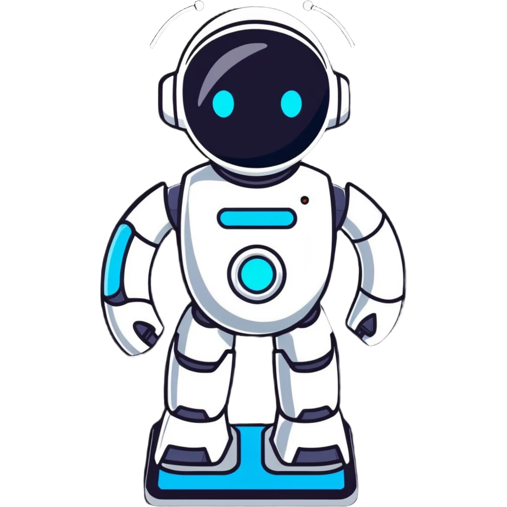 Sleek humanoid robot with chrome body and glowing blue circuitry lines emoji