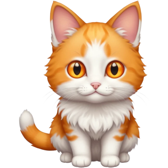 full body small short hair ginger and white cat with orange eyes  emoji