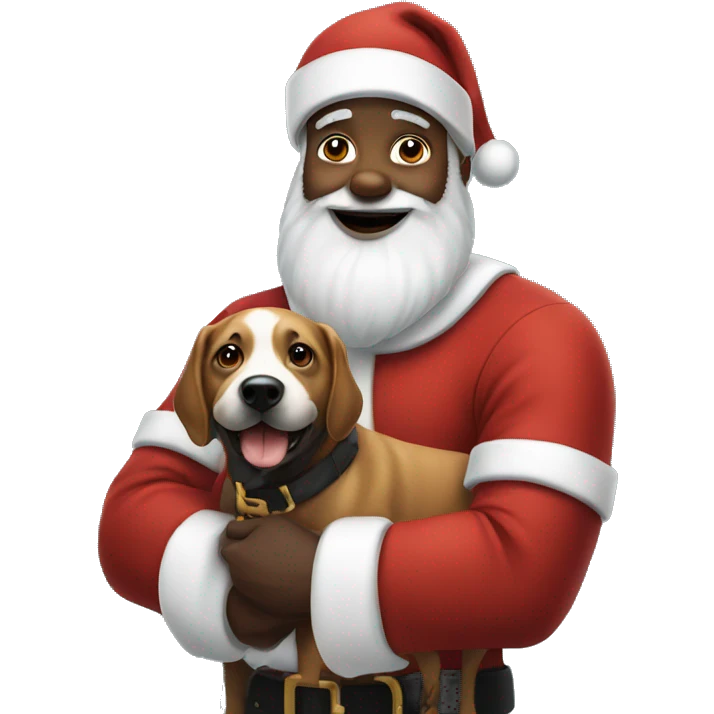 Black Santa with dog emoji