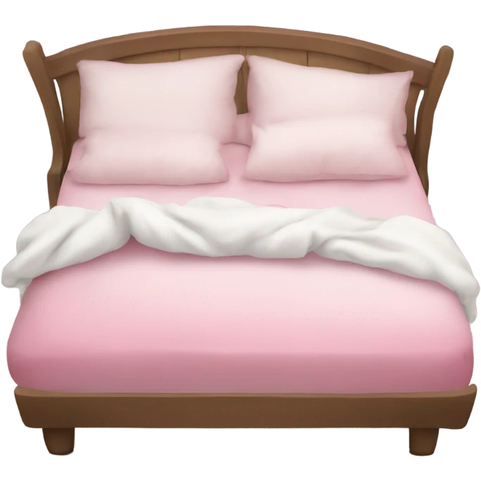 Asthetic bed with withe and pink pillows emoji