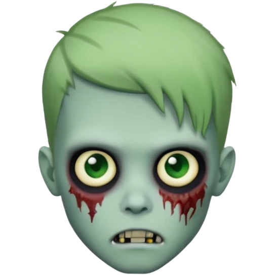 zombie boy with emo hair and white shirt, green skin emoji