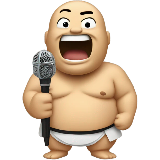 Sumo wrestler singing into microphone emoji