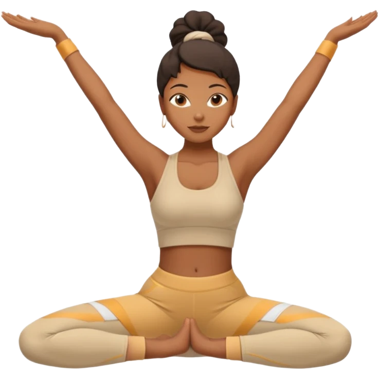 Black lady with beige clothes doing yoga emoji