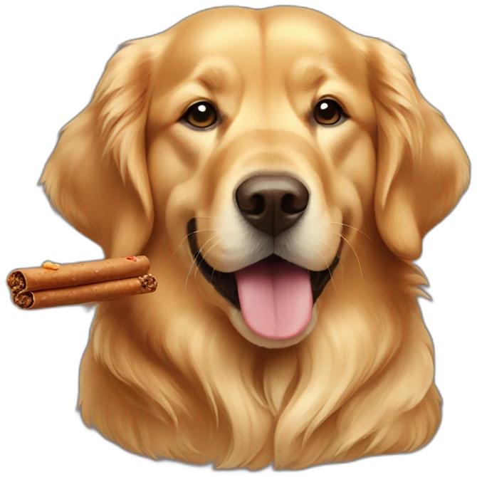 golden retriever eating Moroccan cigar dessert emoji