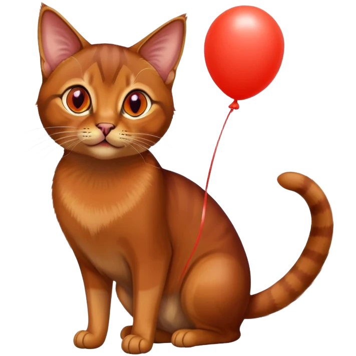 Abyssinian cat with red balloon emoji