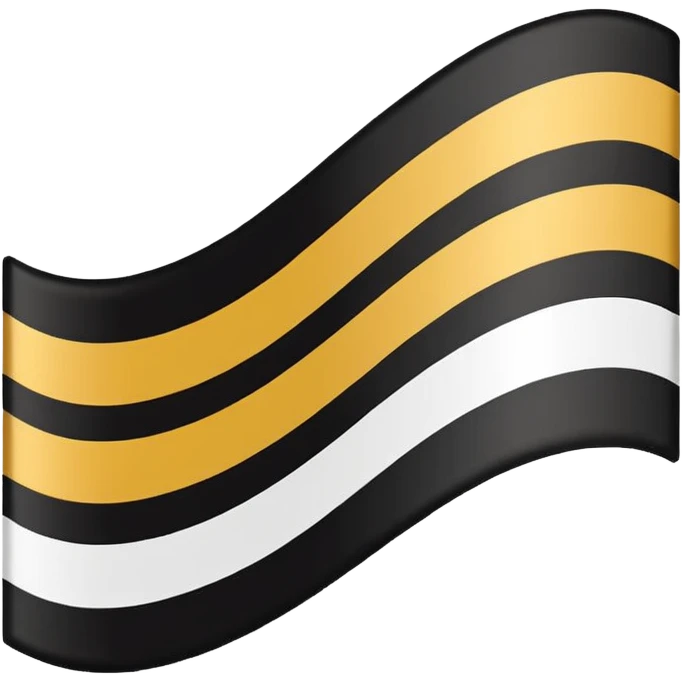 a tricolor flag with three equal horizontal bands of black, white and gold. emoji
