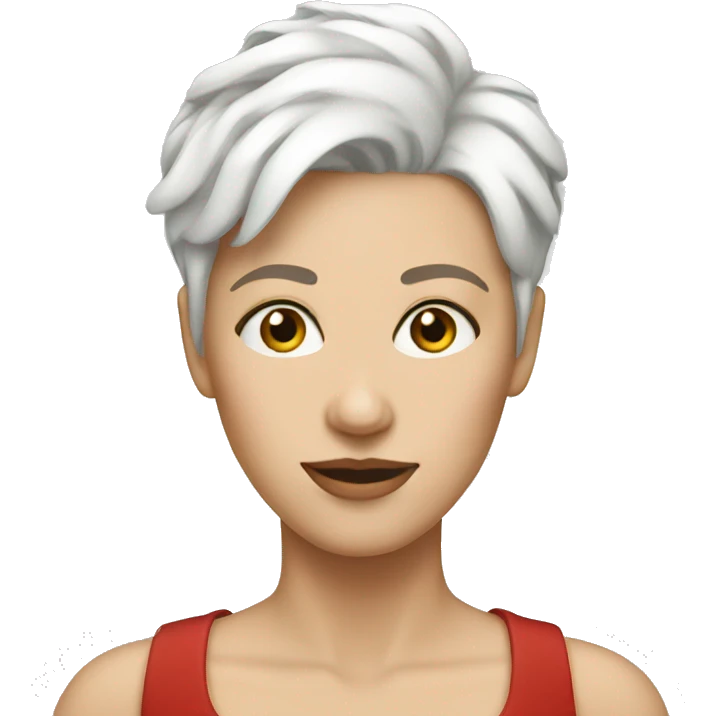 White woman with short pixie white hair xmas emoji