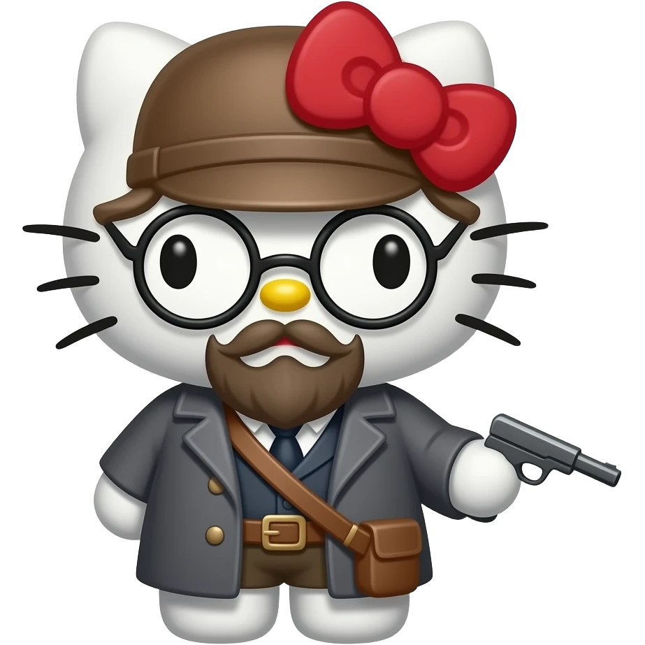hello kitty disfrazada de Rodion Romanovich Raskolnikov al asesinar a la usurera emoji