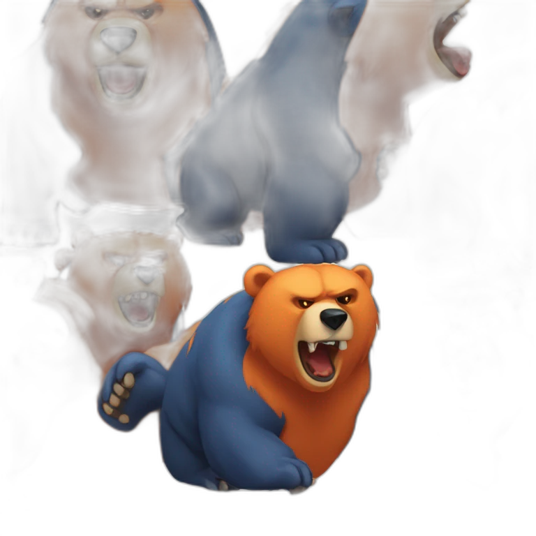 Dark Blue and Orange angry bear emoji