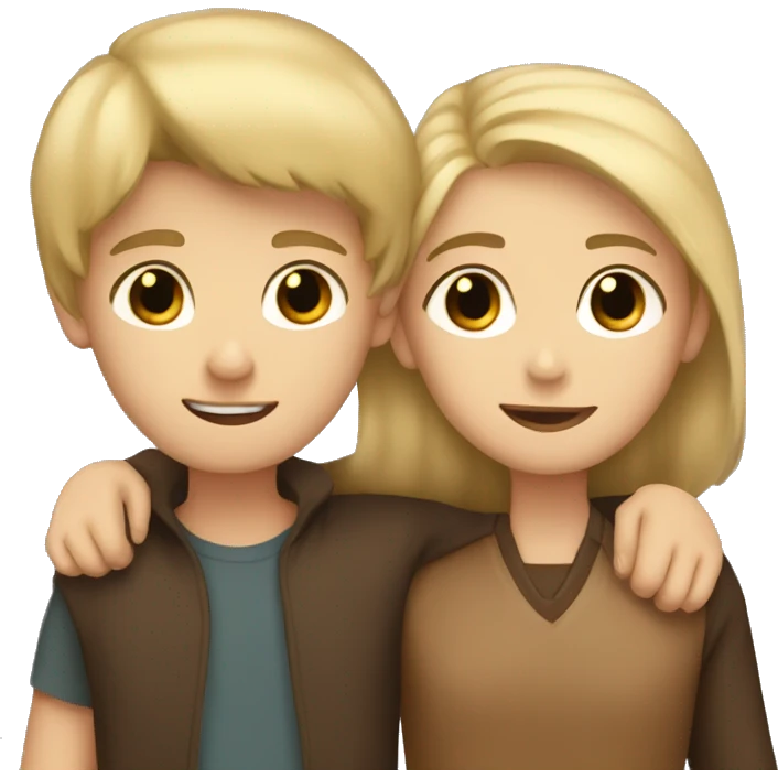 Blonde boy hugging a brown hair girl emoji