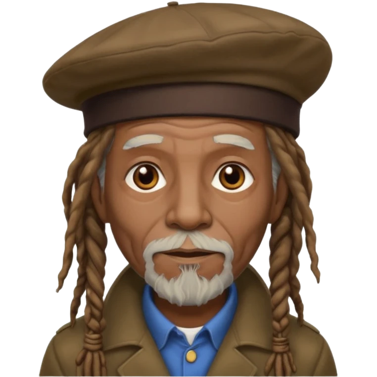 dreadlocks old man, beret hat emoji