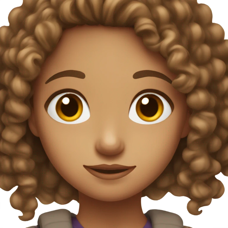 Girl with hazel eyes and brown  tal curly hair  emoji