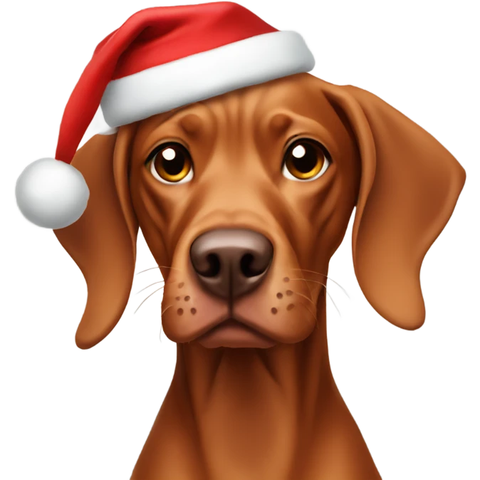 Vizsla Dog wearing christmas hat emoji