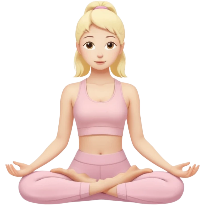 pastel beige pink yellow tones, soft grain texture, no background, minimal flat design, relaxed young woman doing yoga pose, gentle feminine mood, cozy pinterest aesthetic emoji