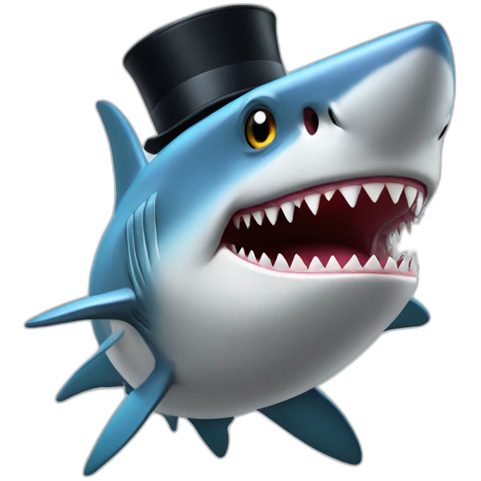 Shark with a top hat emoji