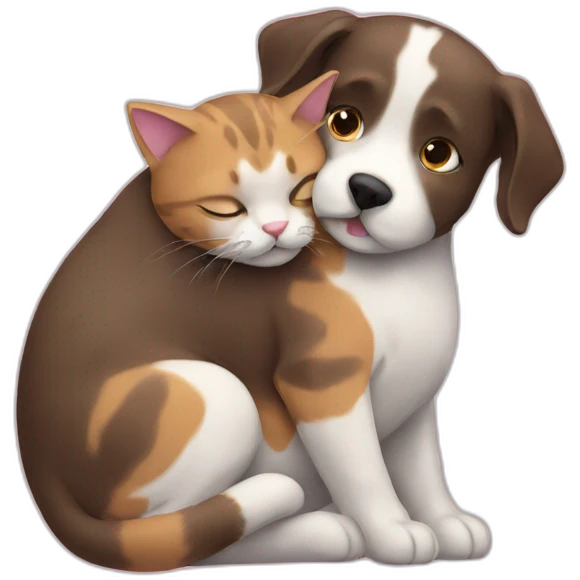 Cat Hugging Dog emoji