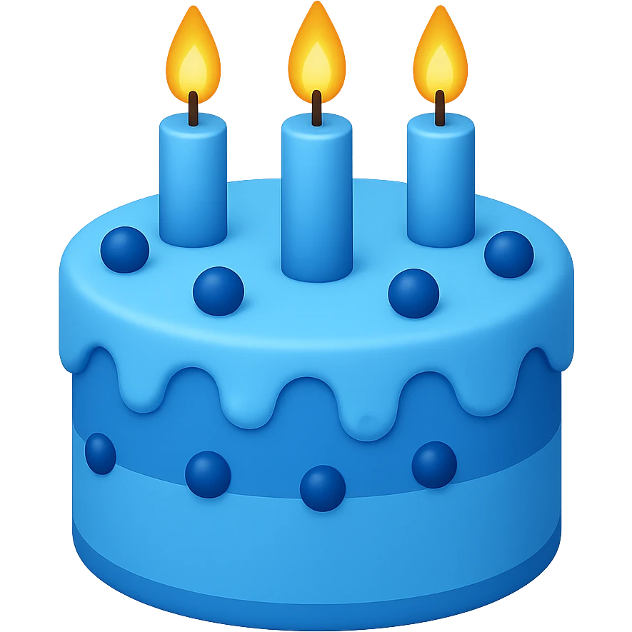 emoji blue cake with candles emoji