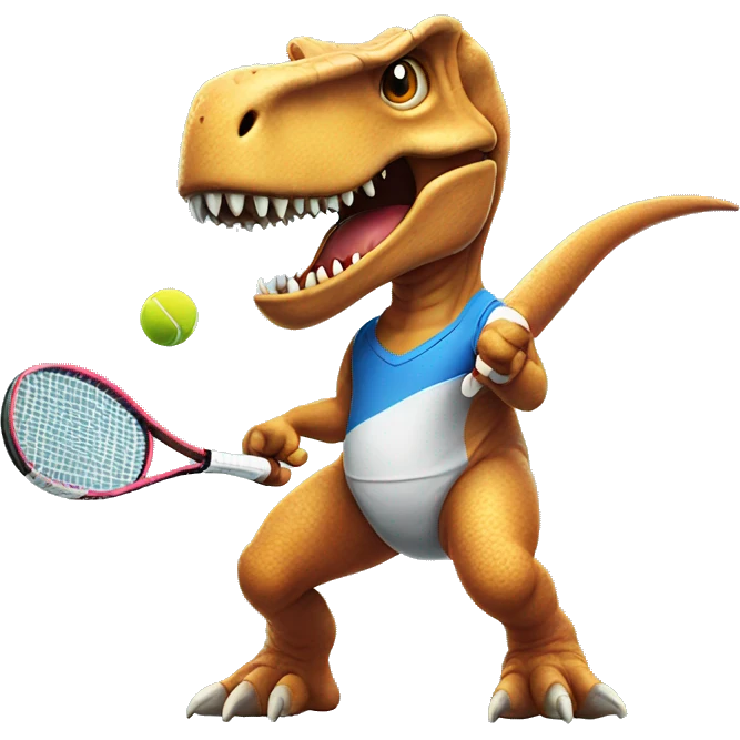 T-Rex playing tennis emoji
