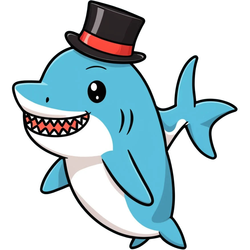 Shark with a top hat emoji