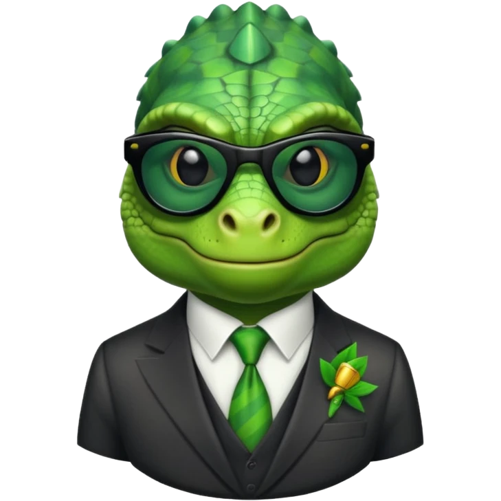 capitalist iguana banker godfather with black sunglasses emoji