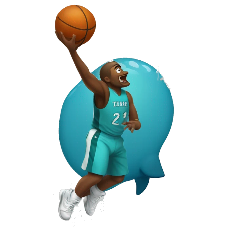 Basketball player dunking a dolphine emoji